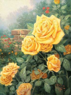 Tranh hoa hồng vàng