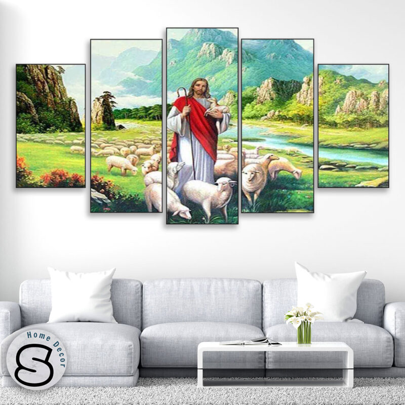 Bộ 5 Tranh Chúa Giê-Su Và Đàn Cừu