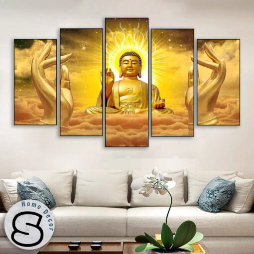 Bộ 5 Tranh Phật A Di Đà Trên Mây