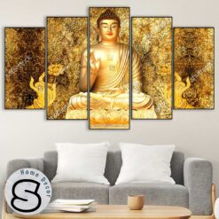 Bộ 5 Tranh Phật A Di Đà Và Sen Vàng
