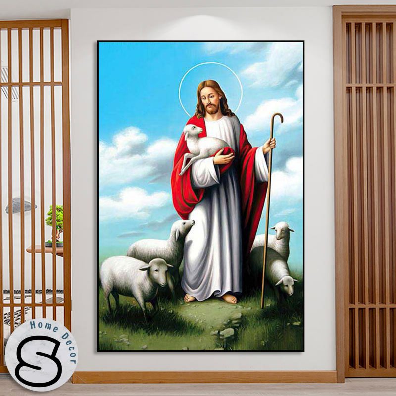 Tranh Chúa Jesus Và Cừu Trắng