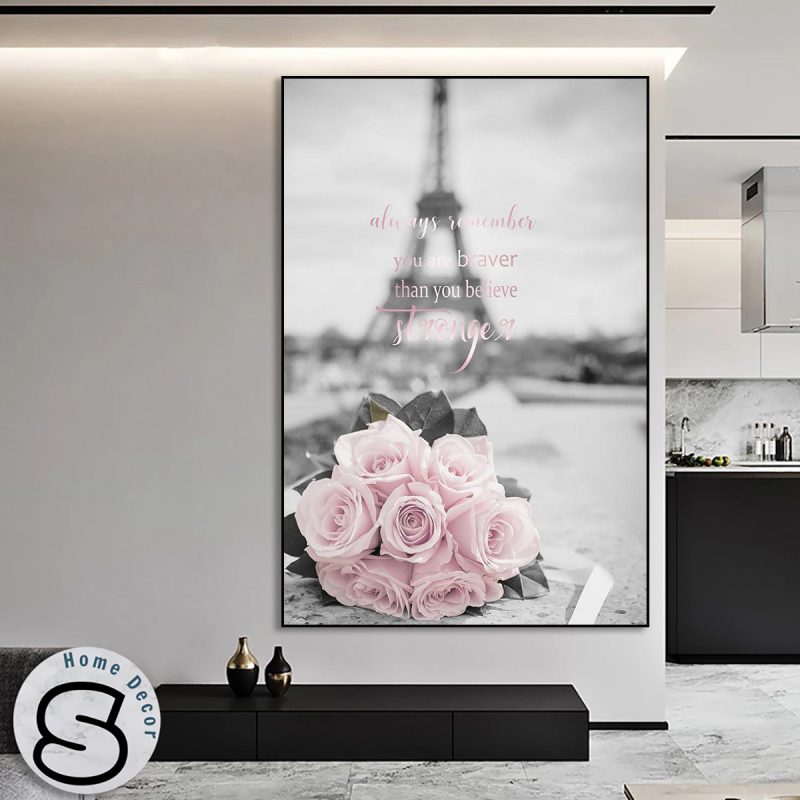 Tranh Đoá Hồng Và Tháp Eiffel