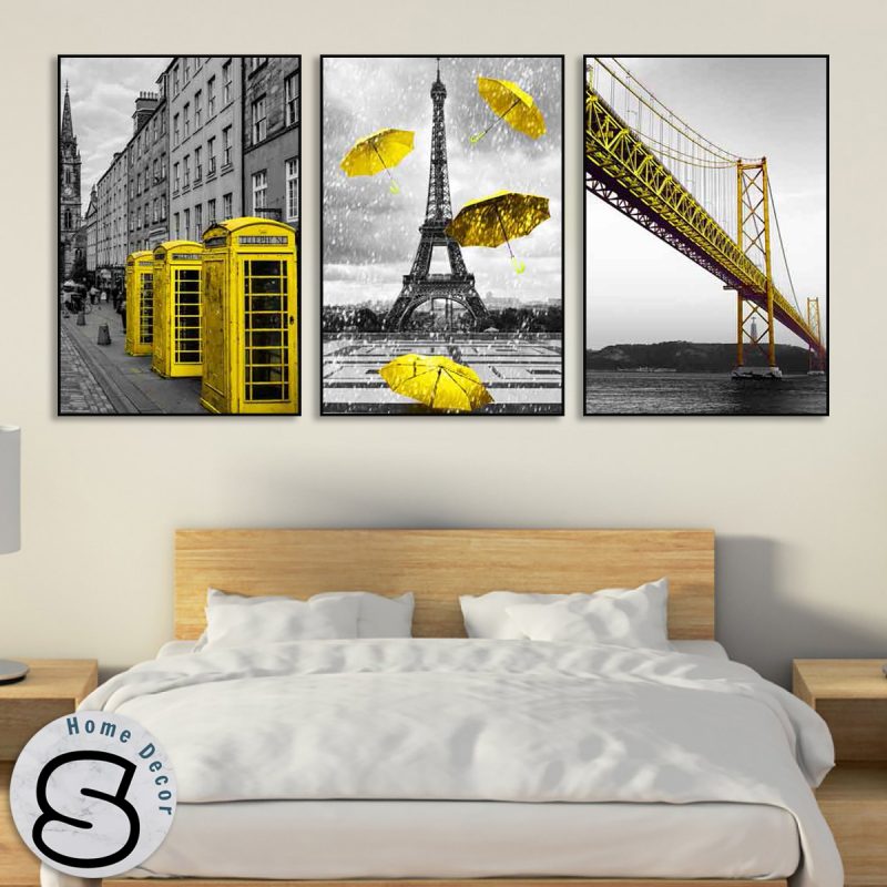 Tranh Tháp Eiffel Và Cầu Cổng Vàng